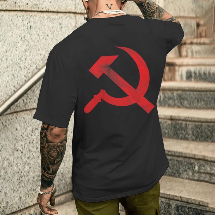 Vintage Cccp Ussr Hammer Sickle Flag Soviet Distressed T-Shirt mit Rückendruck Geschenke für Ihn