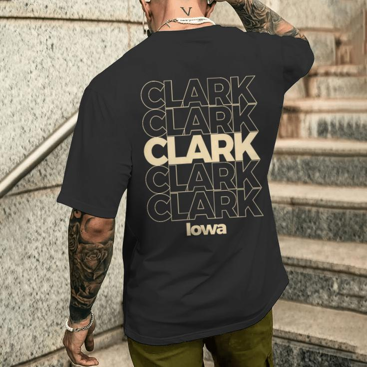 Vintage Clark Iowa Repeating Text Men's T-shirt Back Print Gifts for Him