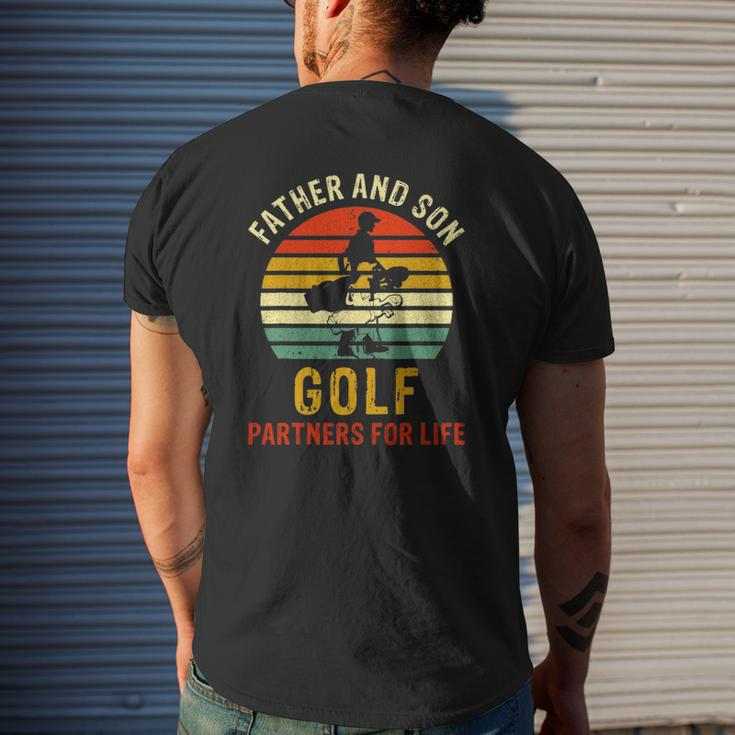 Vintage Dad And Son Golf Partners For Life Father's Day Mens Back Print T-shirt Gifts for Him