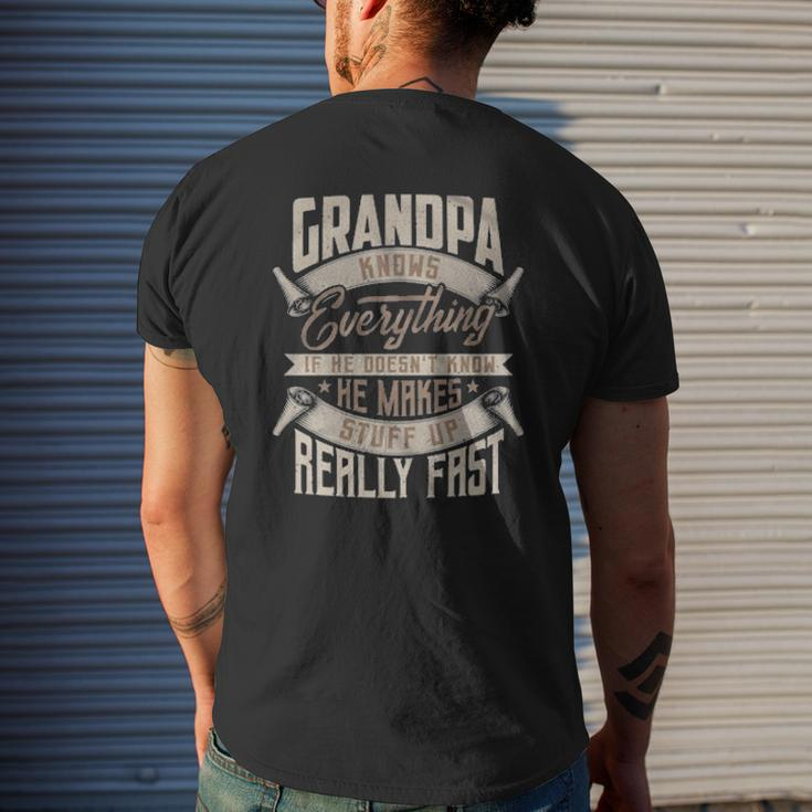 Vintage Grandpa Knows Everything If He Doesn't Know He Makes Stuff Up Really Fast Mens Back Print T-shirt Gifts for Him