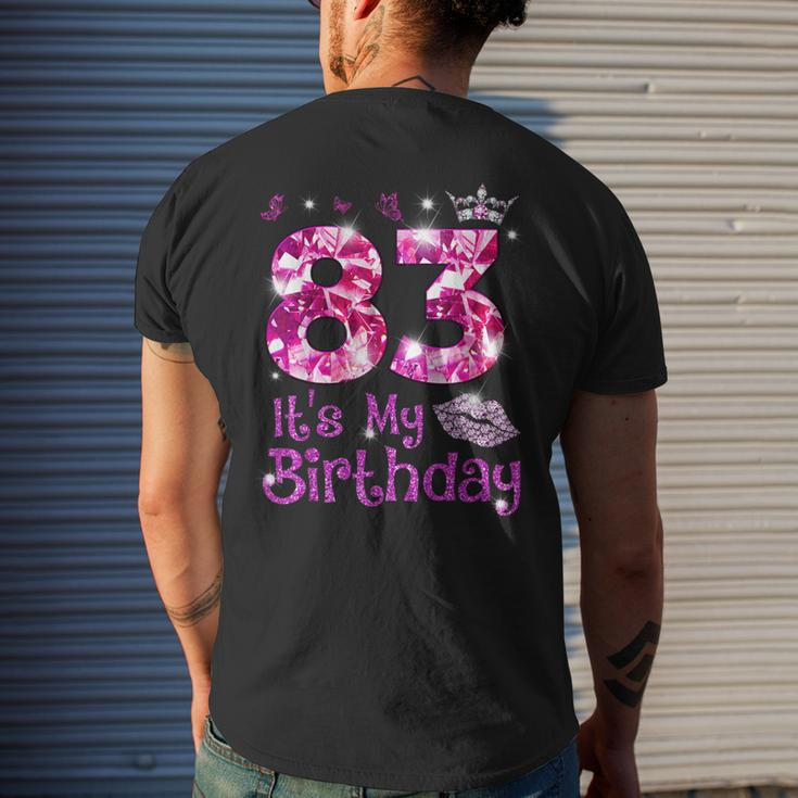 Vintage Happy 83 It's My Birthday Crown Lips 83Rd Birthday Men's T-shirt Back Print Gifts for Him