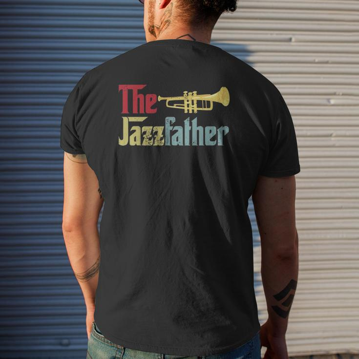 Vintage The Jazzfather Happy Father's Day Trumpet Player Mens Back Print T-shirt Gifts for Him