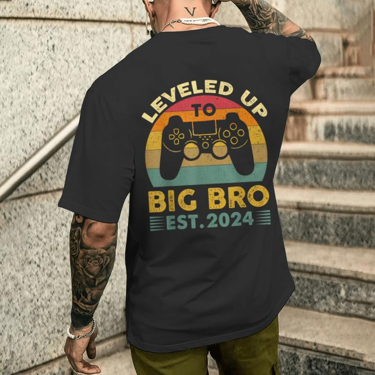 Vintage Leveling Up To Big Bro 2024 Promoted To Big Bro 2024 Men's T-shirt Back Print Gifts for Him
