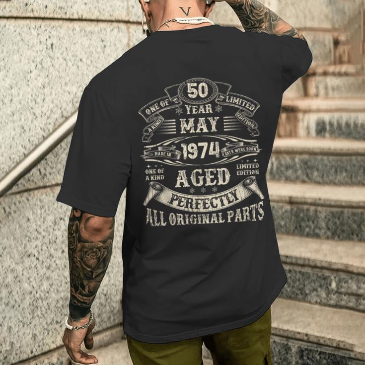 Vintage Mai 1974 50 Jahre Alt 50 Geburtstag Geschenke Für Männer T-Shirt mit Rückendruck Geschenke für Ihn