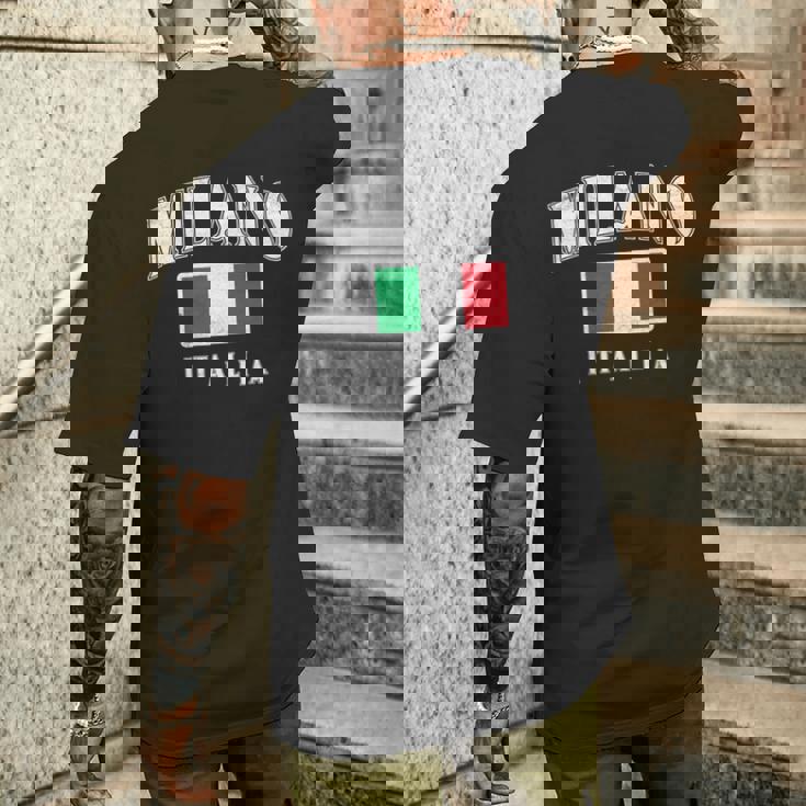 Vintage Milano Italia Recuerdo Italiano Milan Italia Camiseta Hombre Estampado Espalda Regalos para él