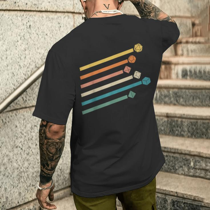 Vintage Minimalist Geeky Polyhedral Falling Retro Rainbow Men's T-shirt Back Print Gifts for Him