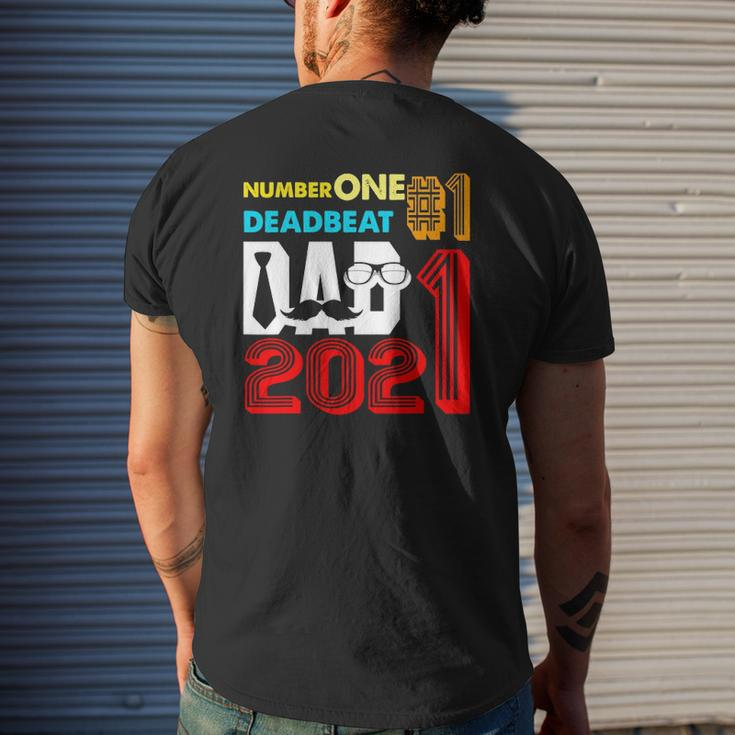 Vintage Number One Deadbeat Dad 2021 Happy Father's Day Mens Back Print T-shirt Gifts for Him
