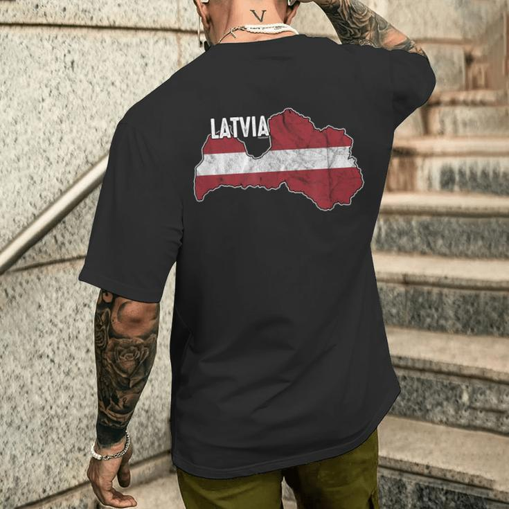 Vintage Patriotic Letts Latvians Pride Latvia Flag Men's T-shirt Back Print Funny Gifts