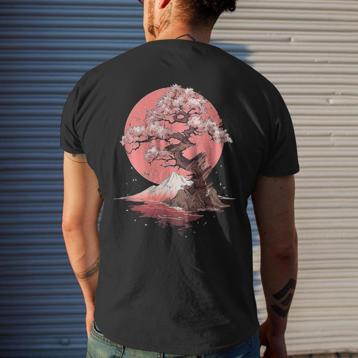Vintage Sakura Garden Cherry Blossom Japanese Men's T-shirt Back Print Gifts for Him