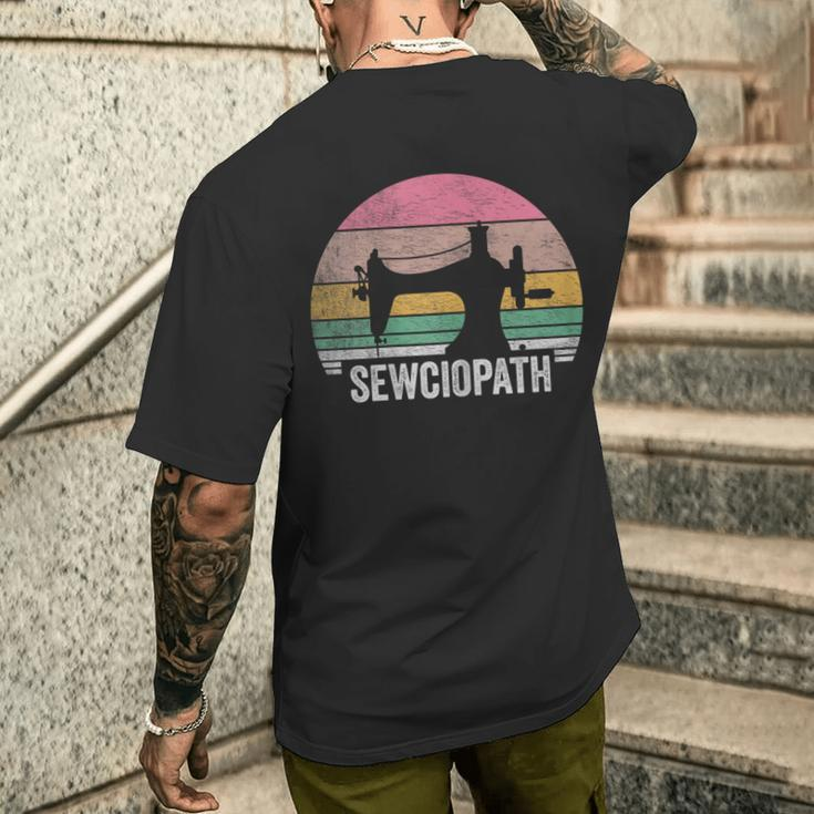 Vintage Sewciopath Sewing Lover Quilter Sewing Machine Men's T-shirt Back Print Gifts for Him