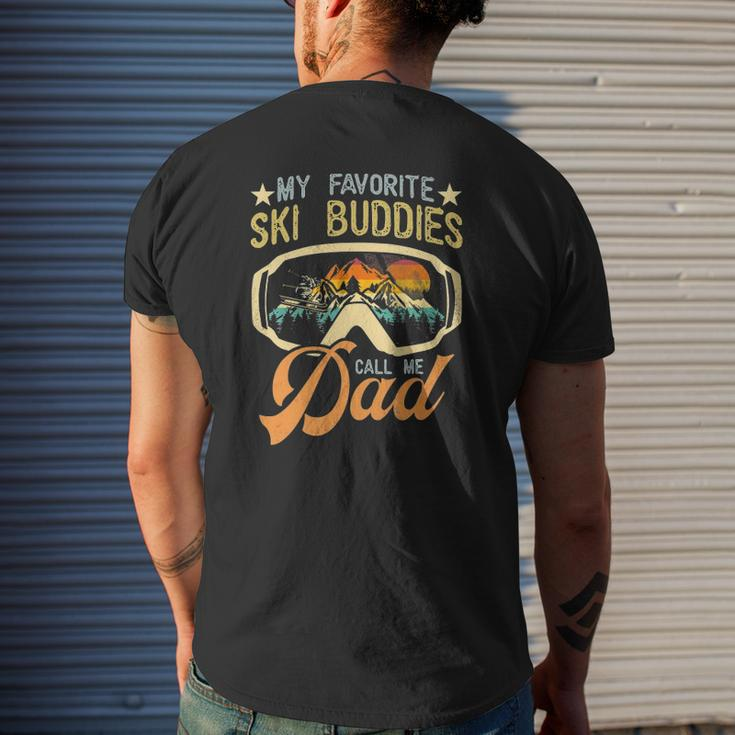 Vintage Skiing My Favorite Ski Buddies Call Me Dad Mens Back Print T-shirt Gifts for Him