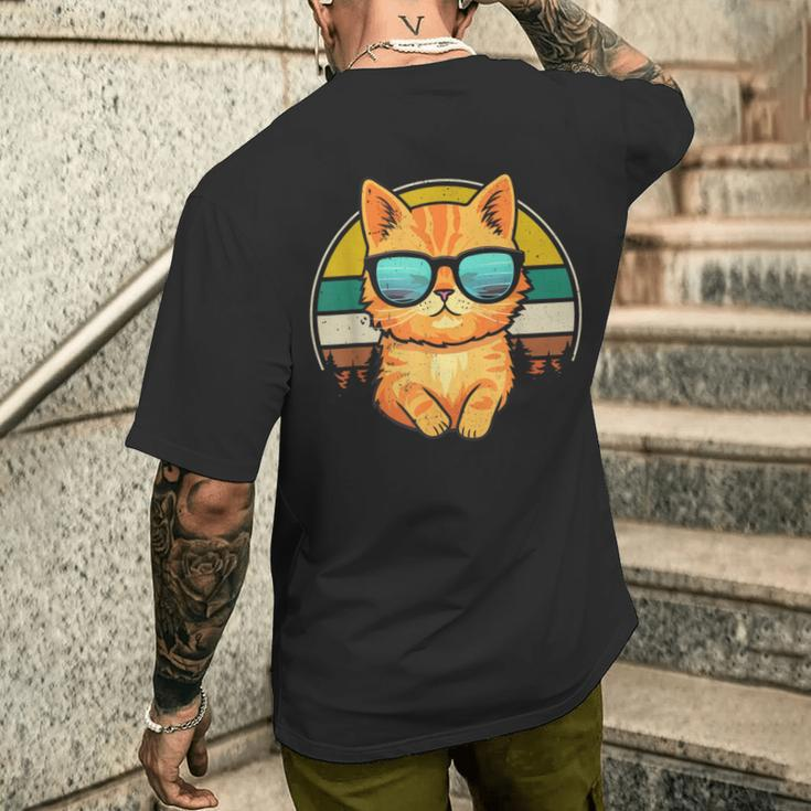 Vintage Style Orange Tabby Cat Friendly Wearing Sunglasses Men's T-shirt Back Print Gifts for Him