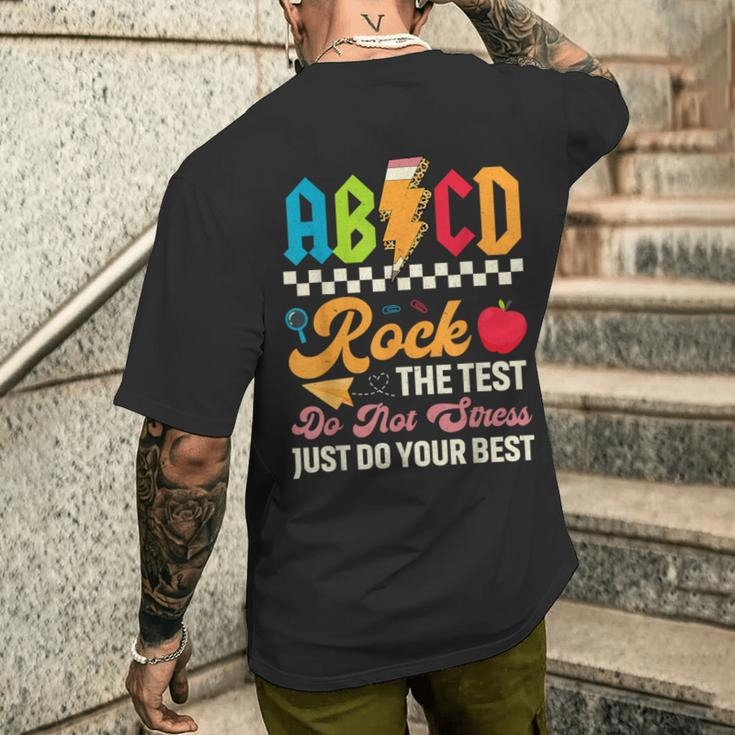 Vintage Testing Abcd Rock The Test Day Teachers Students Men's T-shirt Back Print Gifts for Him