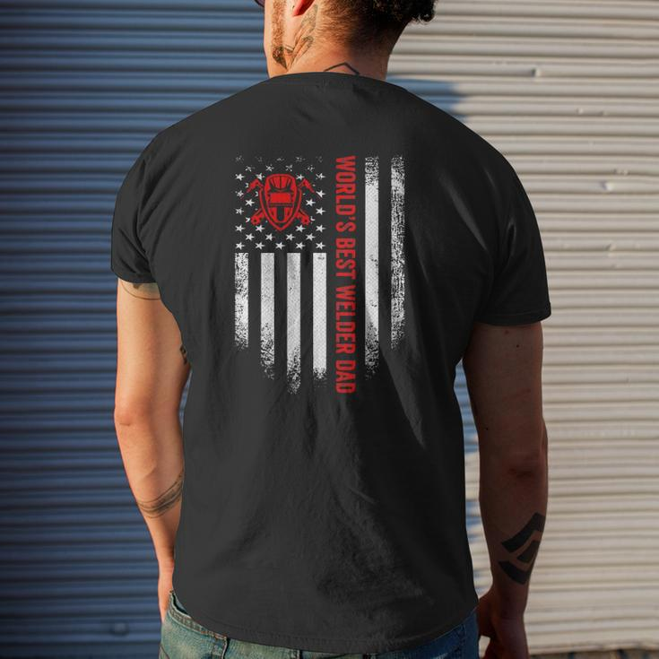 Vintage Usa American Flag World's Best Welder Welding Dad Mens Back Print T-shirt Gifts for Him