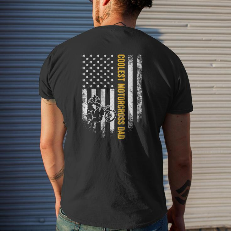 Vintage Usa Flag Coolest Motocross Dad Silhouette Mens Back Print T-shirt Gifts for Him