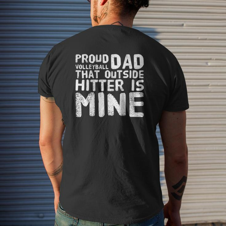 Volleyball Dad Of Outside Hitter Father's Day Mens Back Print T-shirt Gifts for Him