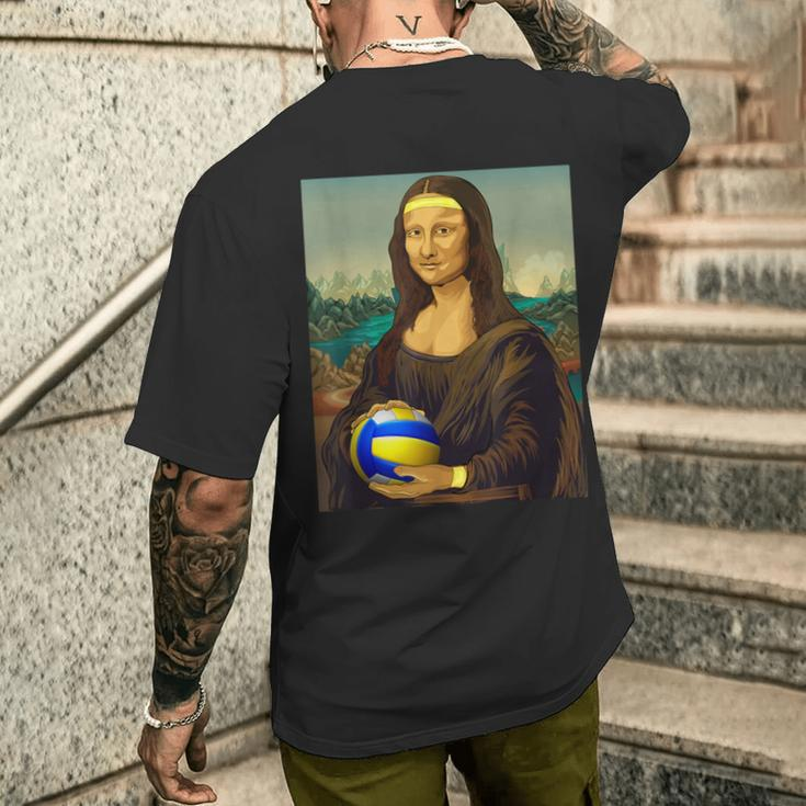 Volleyball Mona Lisa Leonardo Da Vinci Kunstvolleyball T-Shirt mit Rückendruck Geschenke für Ihn