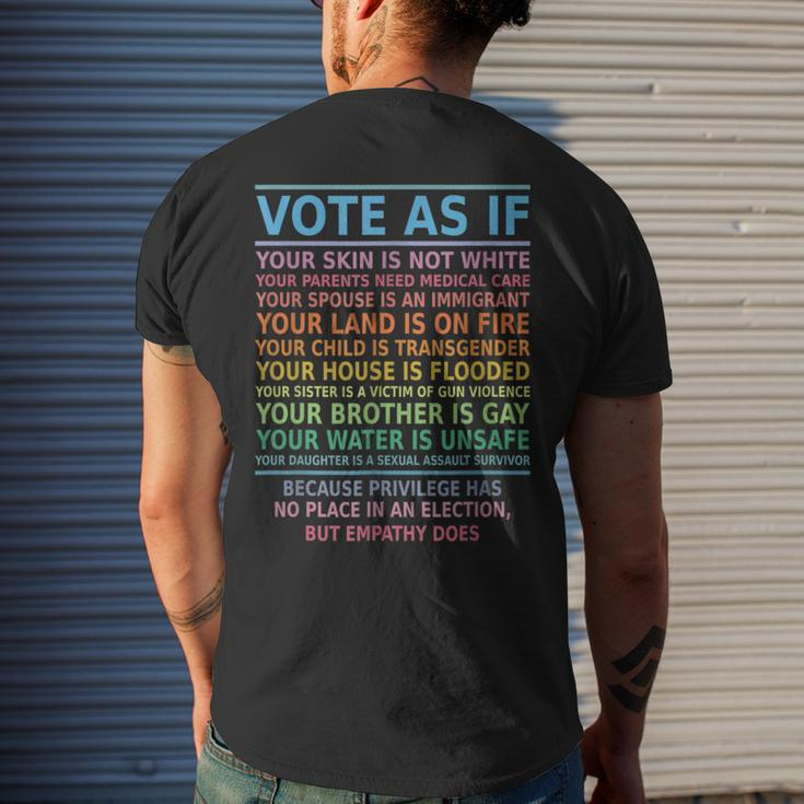 Vote As If Your Skin Is Not White Human's Rights Apparel Men's T-shirt Back Print Gifts for Him