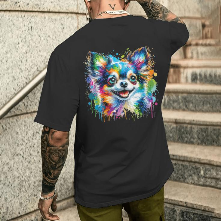 Watercolor Colorful Chihuahua Dogs Men's T-shirt Back Print Gifts for Him