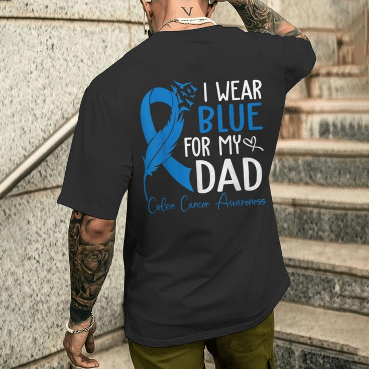 I Wear Blue For My Dad Warrior Colon Cancer Awareness Men's T-shirt Back Print Gifts for Him