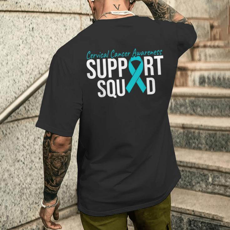 We Wear Teal And White Cervical Cancer Support Squad Men's T-shirt Back Print Gifts for Him