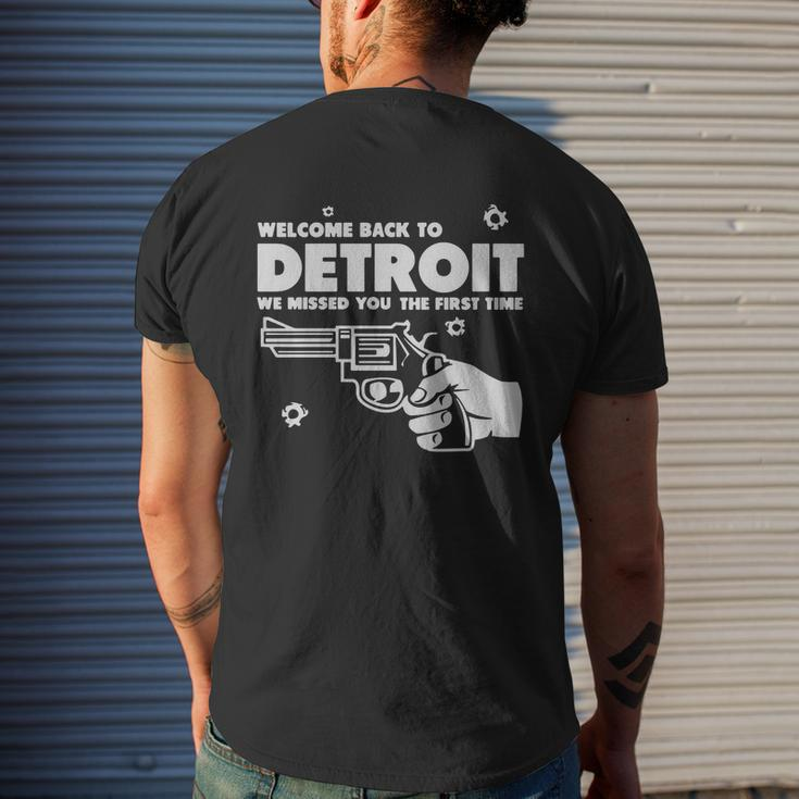 Welcome Back To Detroit T-Shirt Mens Back Print T-shirt Gifts for Him
