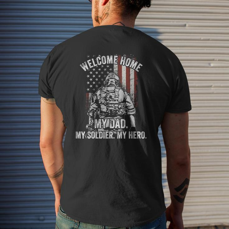 Welcome Home My Dad Deployed Military Deployment Themed Mens Back Print T-shirt Gifts for Him