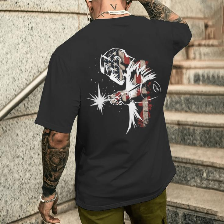 Welder American Flag Usa Patriotic Welder Pullover Men's T-shirt Back Print Gifts for Him
