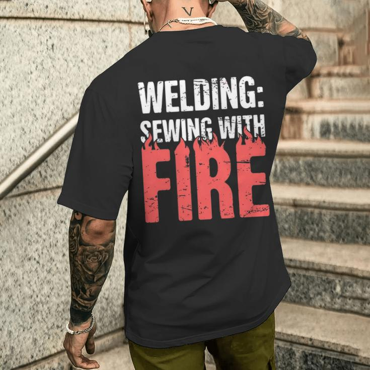 Welding Sewing With Fire Men's T-shirt Back Print Gifts for Him