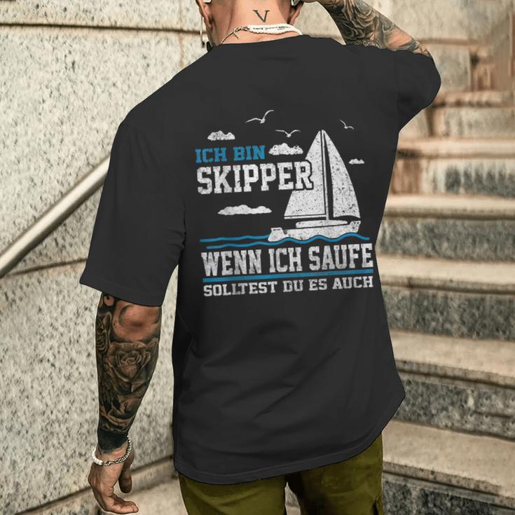 Wenn Ich Saufe Solltest Du Es Auch Skipper Sailing T-Shirt mit Rückendruck Geschenke für Ihn