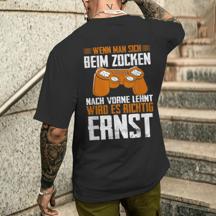Wenn Man Sich Beim Zocken Gamer Gamer Boys Men T-Shirt mit Rückendruck Geschenke für Ihn