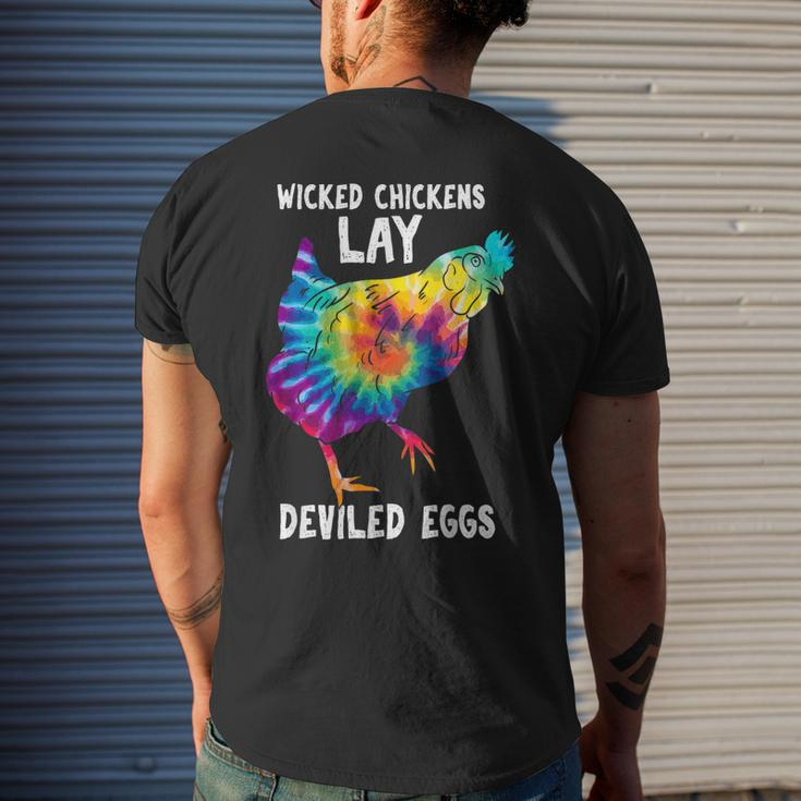 Wicked Chicken Lay Deviled Eggs Farmhouse Chicken Mens Back Print T-shirt Gifts for Him