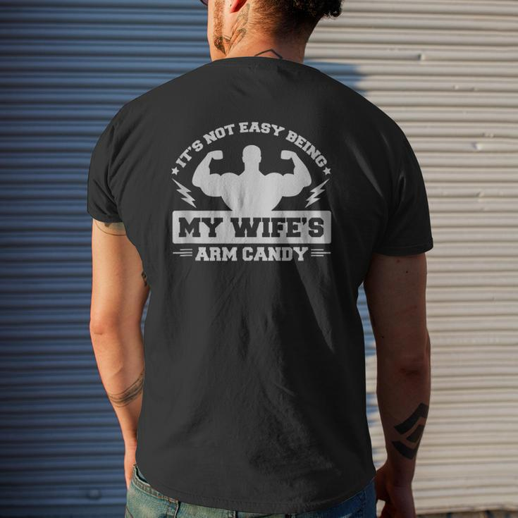 Wife's Arm Candy Father's Day Fitness Workout Mens Back Print T-shirt Gifts for Him