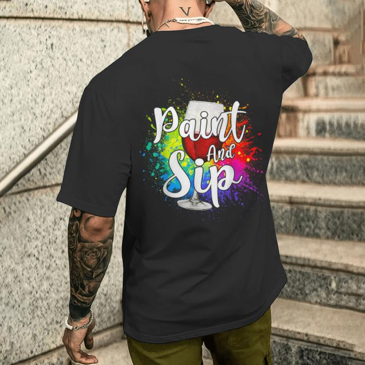 Wine Lover Drinkers Graphic Paint And Sip Party Drinking Men's T-shirt Back Print Gifts for Him