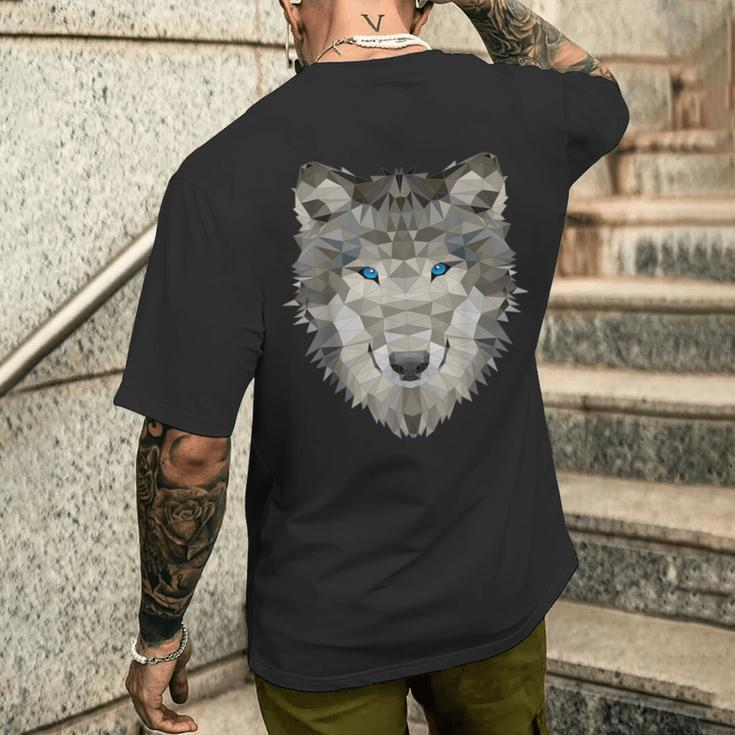 Wolf Polygon Dog T-Shirt mit Rückendruck Geschenke für Ihn