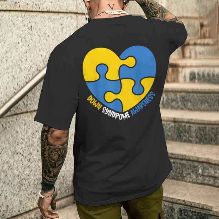 World Down Syndrome Awareness Day T21 Heart Men's T-shirt Back Print Gifts for Him