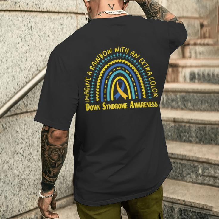 World Down Syndrome Day Awareness National T21 Month Rainbow Men's T-shirt Back Print Gifts for Him