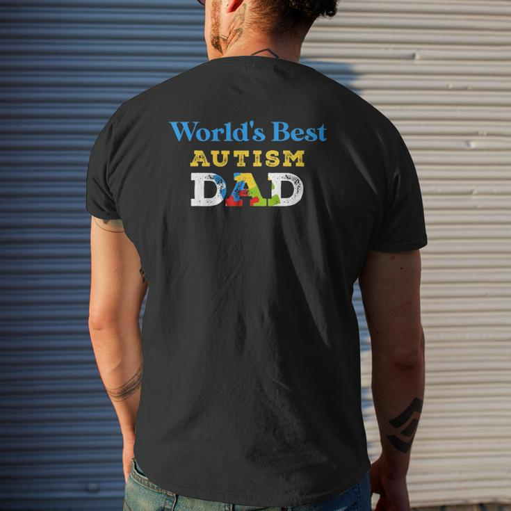 World's Best Autism Dad Cool Dad Autism Mens Back Print T-shirt Gifts for Him