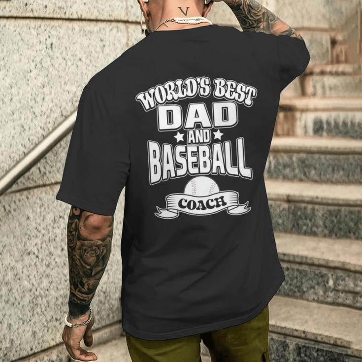World's Best Dad And Baseball Coach Game FamilyMens Back Print T-shirt Gifts for Him