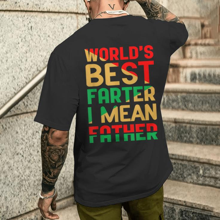 Worlds Best Farter I Mean Father Fathers Day Black Dad Men's T-shirt Back Print Gifts for Him