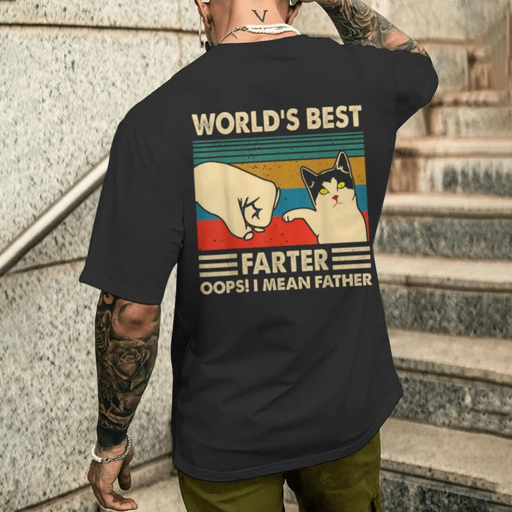 Worlds Best Farter I Mean Father Fathers Day Cat Dad Men's T-shirt Back Print Gifts for Him