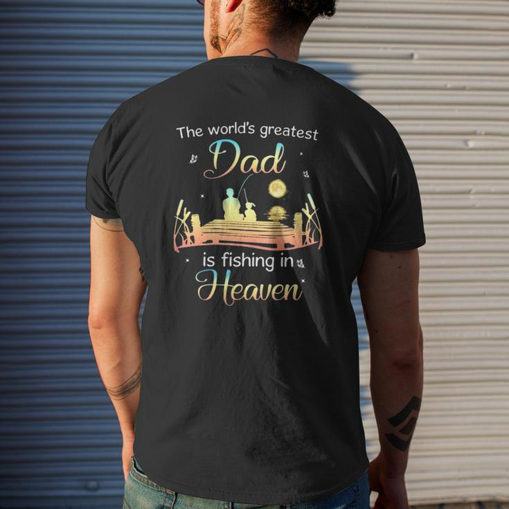 The World's Greatest Dad Is Fishing In Heaven Memory Of My Dad Mens Back Print T-shirt Gifts for Him