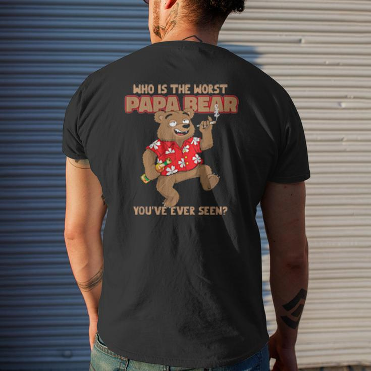 Worst Papa Bear Dad Joke Fathers Day Grandpa Mens Back Print T-shirt Gifts for Him