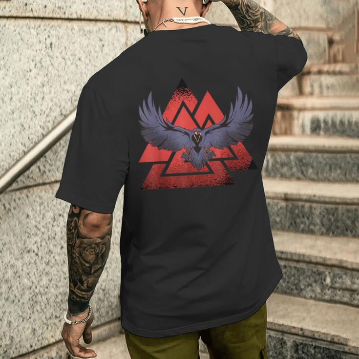 Wotansknoten Odin Ravens Valknut Valhalla Odinskind Wodan T-Shirt mit Rückendruck Geschenke für Ihn