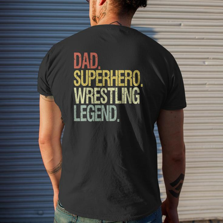 Wrestling Dad Superhero Wrestling Legend Mens Back Print T-shirt Gifts for Him