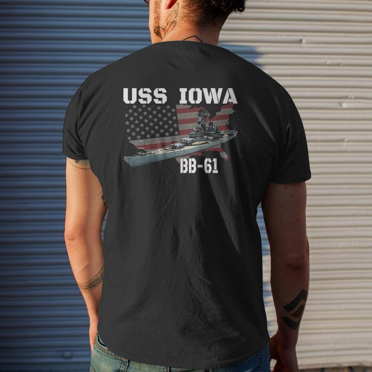 Ww2 American Battleship Uss Iowa Warship Bb 61 Veterans Mens Back Print T-shirt Gifts for Him