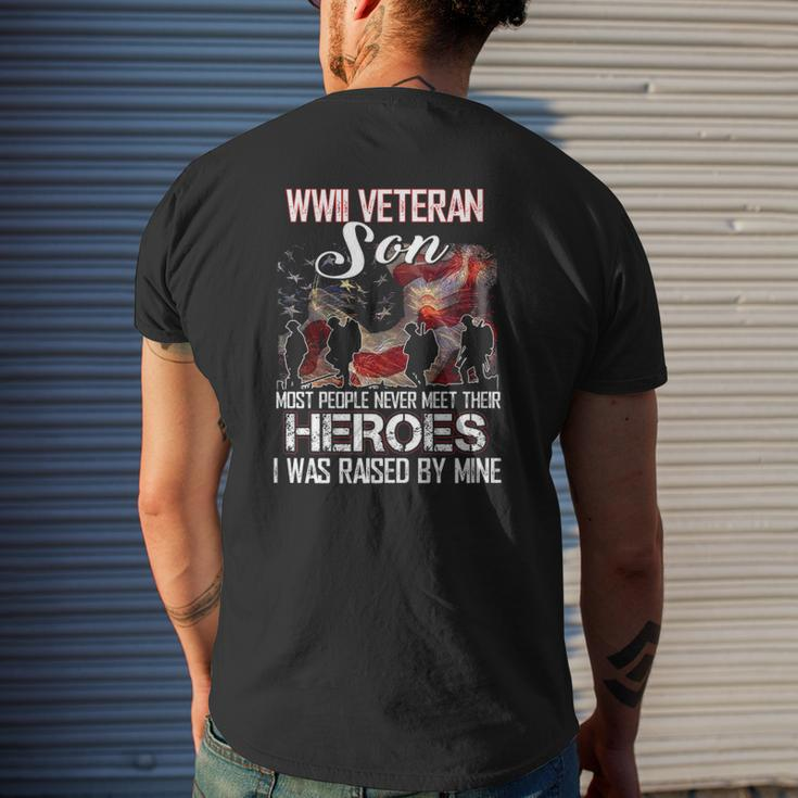 Wwii Veteran Son Most People Never Meet Their Heroes Mens Back Print T-shirt Gifts for Him