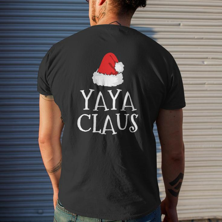 Yaya Claus Christmas Hat Family Group Matching Pajama Mens Back Print T-shirt Gifts for Him