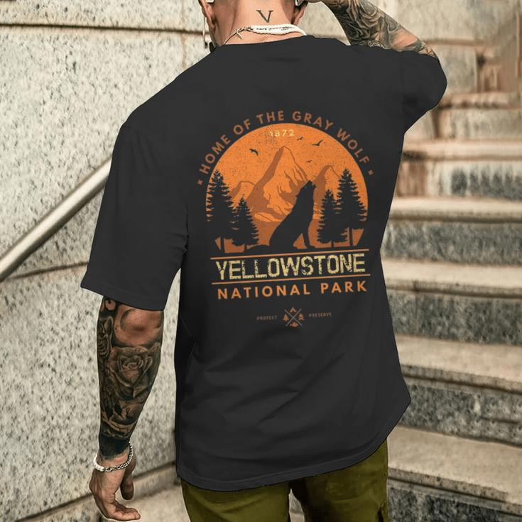 Yellowstone Home Of Gray Wolf Wildlife Men's T-shirt Back Print Gifts for Him