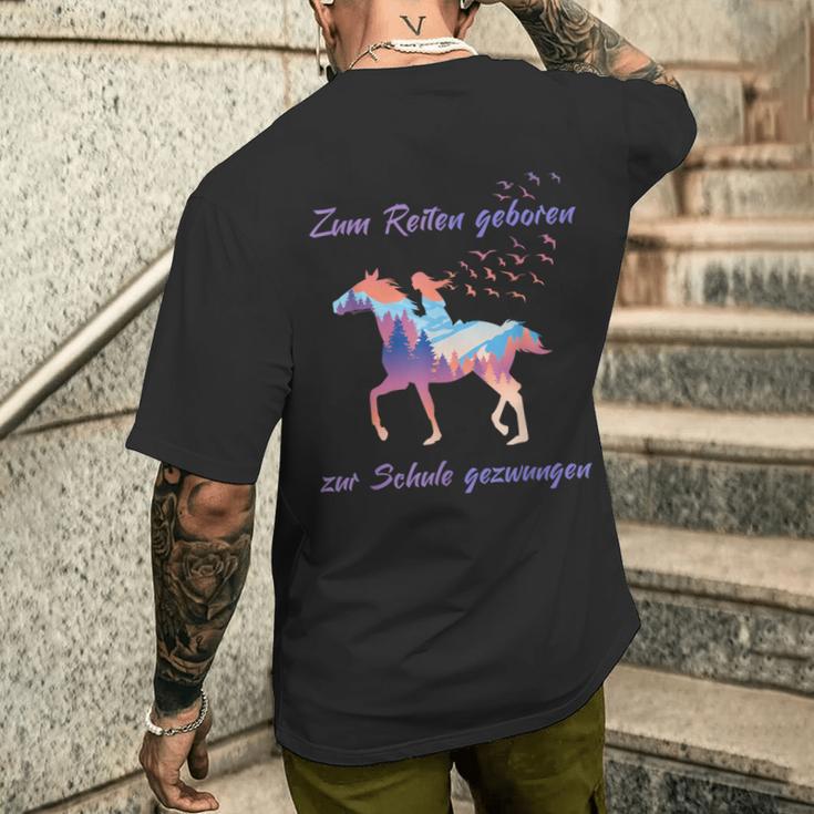 Zum Reiten Geboren Zur Schule Gezwungen S T-Shirt mit Rückendruck Geschenke für Ihn